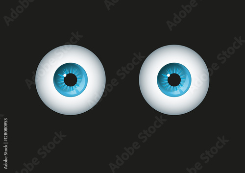 Augen Iris in blau
Vektor Illustration 
isoliert auf  schwarzem Hintergrund
