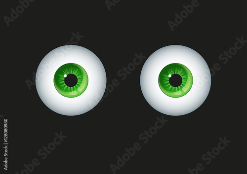 Augen Iris in grün                                      
Vektor Illustration 
isoliert auf  schwarzem Hintergrund          
