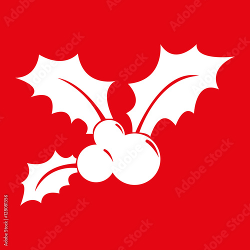 Holly berry symbol with 3 leaves 