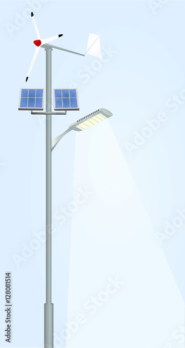 Street lights solar panels and wind turbine