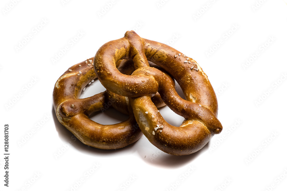 Bretzeln auf weißen Hintergrund Bretzeln auf weißen Hintergrund