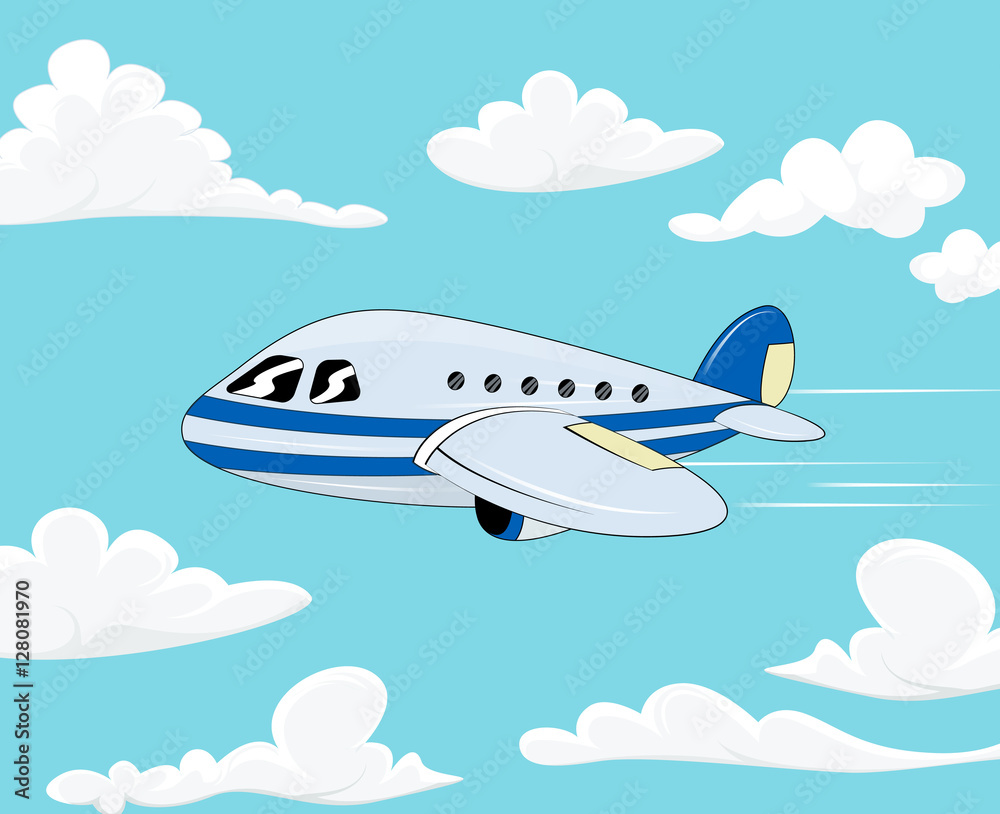 Fototapeta premium Flight of the plane in the sky.