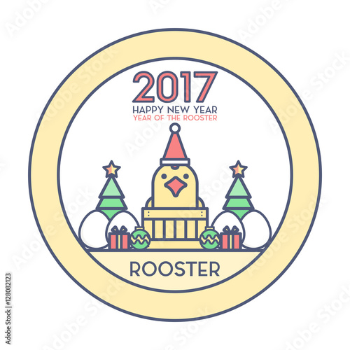 Year of Rooster Happy New Year 2017 Icon Vector illustration