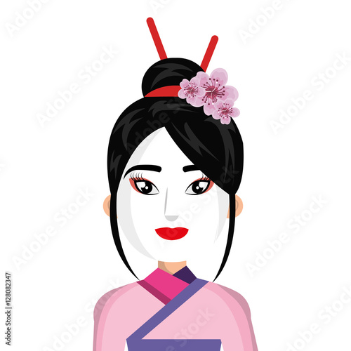 beautiful geisha character icon vector illustration design