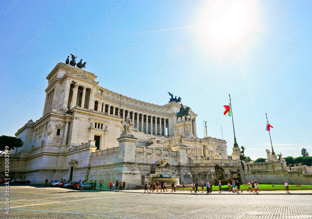 View of the National Monument to Victor Emmanuel II in Rome.