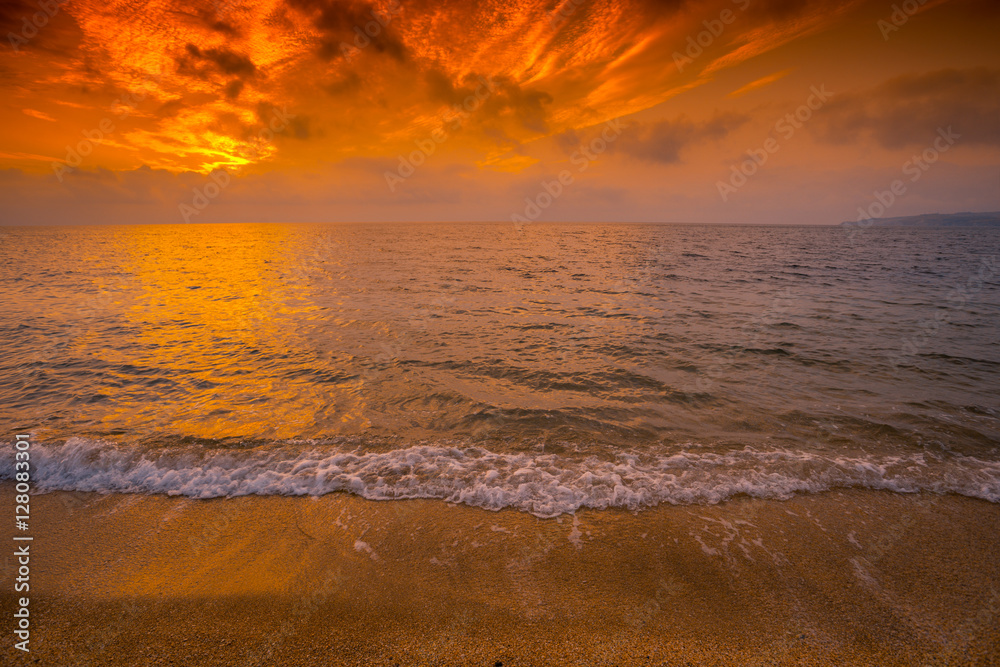 Magic orange sunrise over the sea