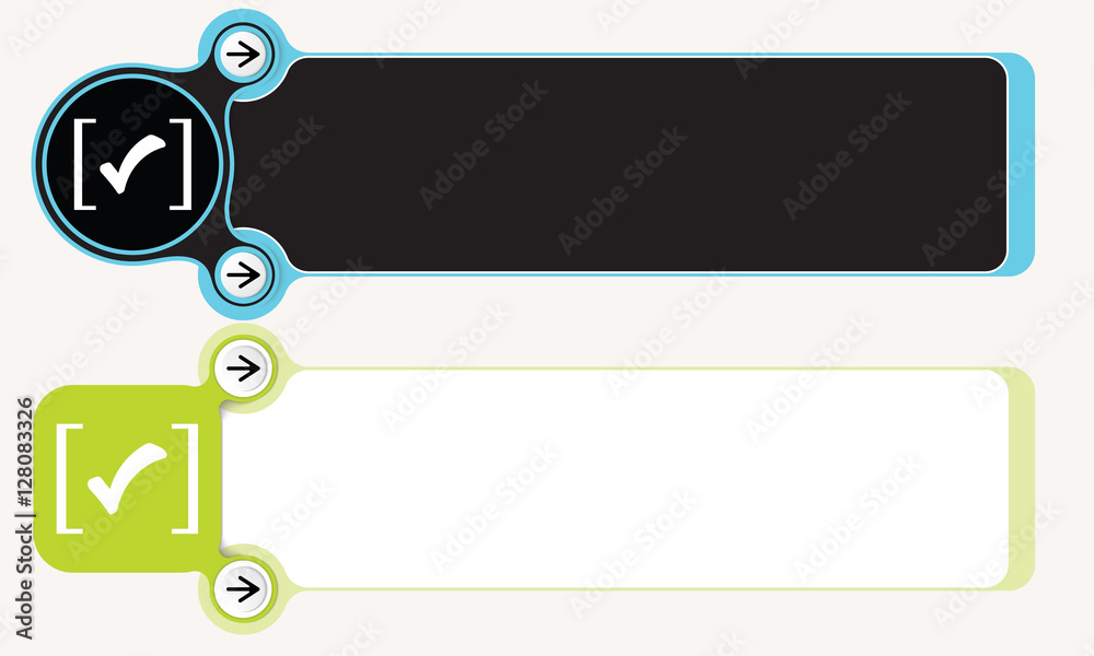 Obraz premium Two abstract boxes for your text with brackets and check box