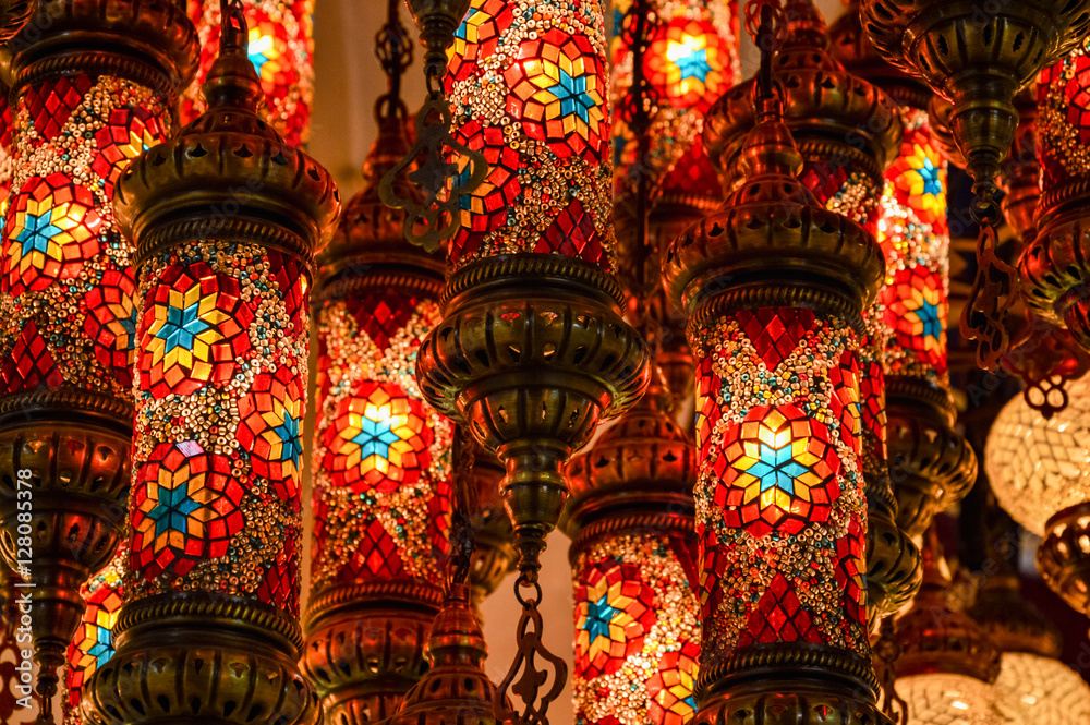 Turkish decorative lamps on Grand Bazaar at Istanbul