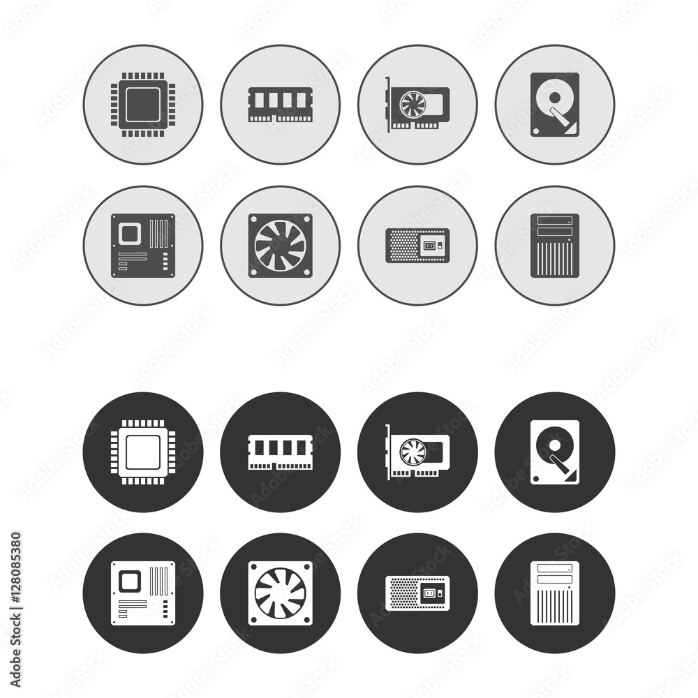Computer Hardware Web Icons Set Computer Hardware Web Icons Set