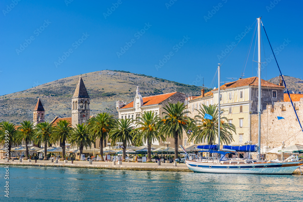 Town Trogir mediterranean scenic. / Waterfront view at mediterranean scenic in touristic famous destination, town Trogir, Croatia Europe