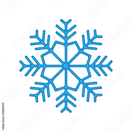 Snowflake winter isolated on white background. Blue icon silhouette. Vector illustration for Christmas design. New Year sign. Symbol of celebration.
