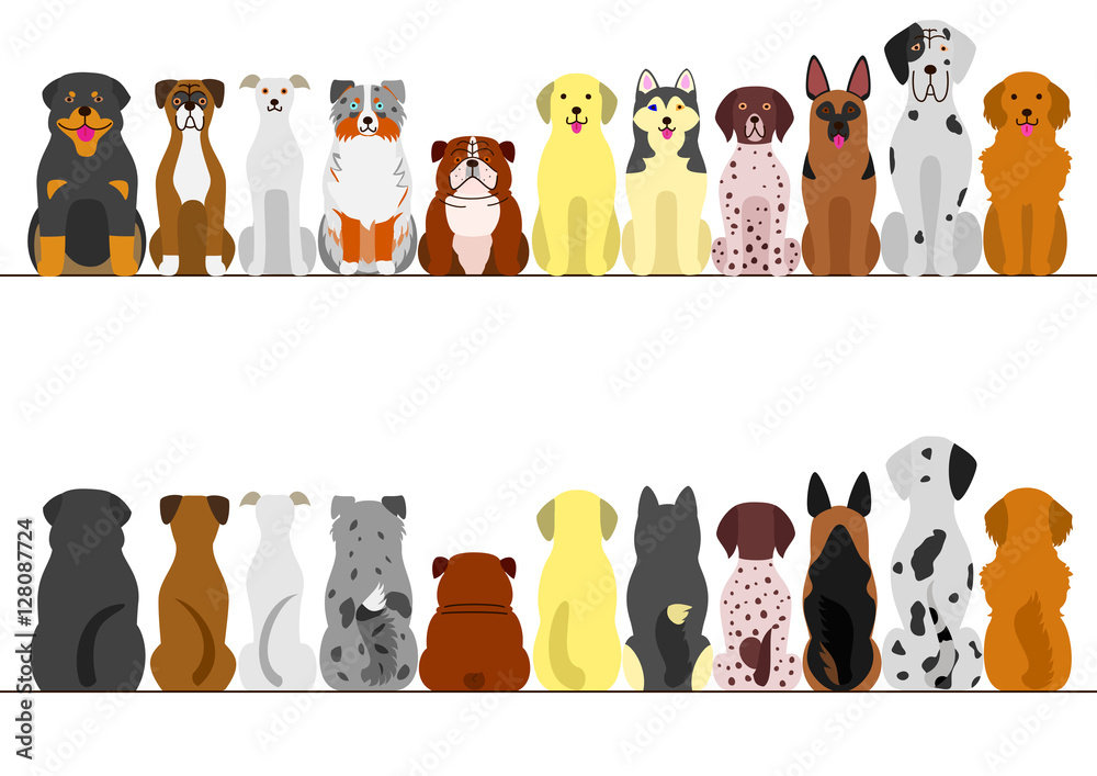 Naklejka large dogs border set, front view and back view