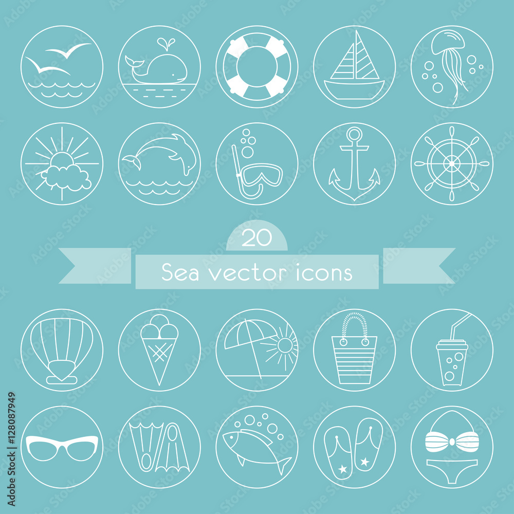 Sea vector icons. Happy Summer.