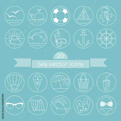 Sea vector icons. Happy Summer.