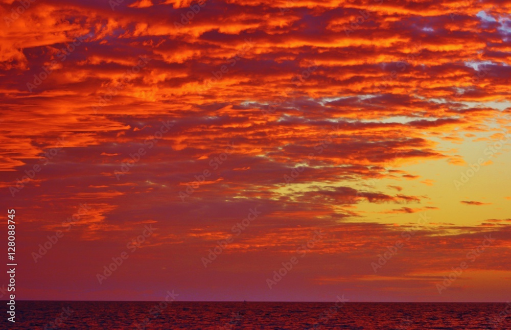 Amazing sunset over the Pacific ocean
