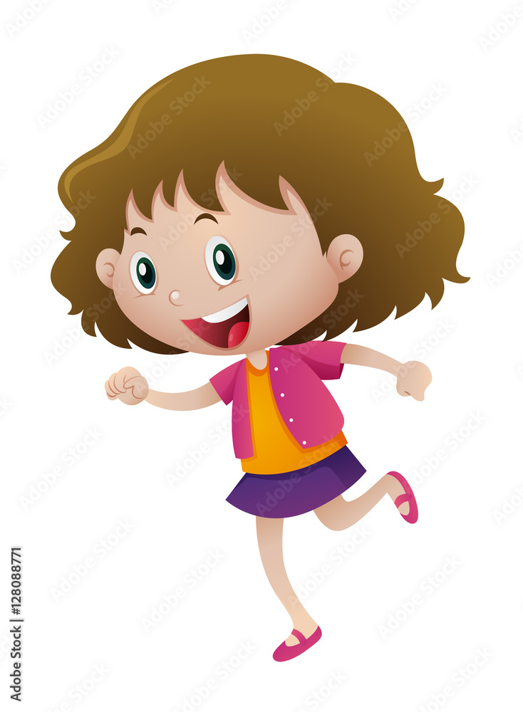 Little girl running alone