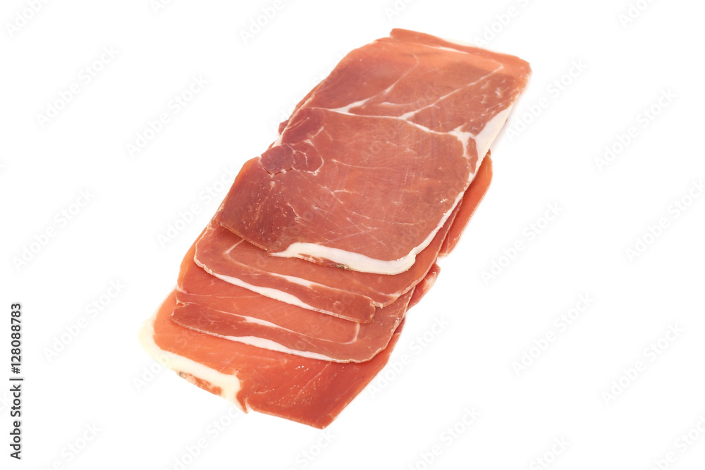 closeup on a piece of spanish serrano ham closeup on a piece of spanish serrano ham