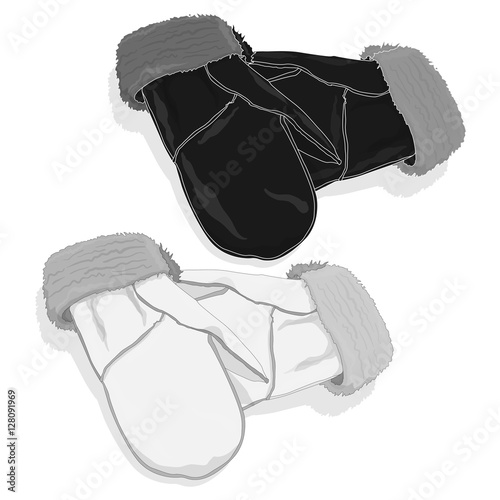 mittens on white isolated