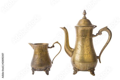 Some turkish vintage coffee pots isolated on white
