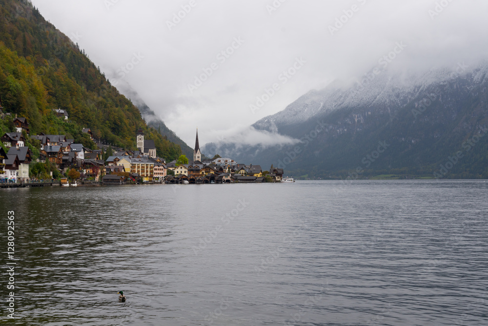 Hallstatt lake, Gloomy and cloudy day