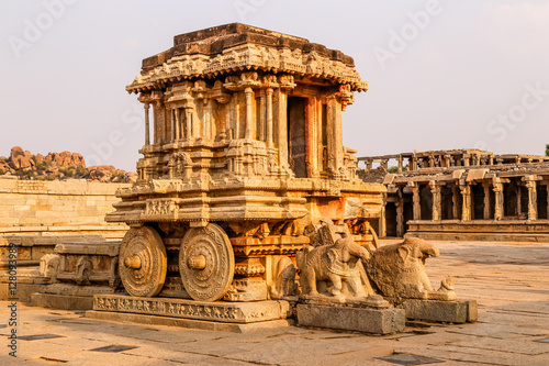 Stone chariot at the Vittalla temple, Hampi, Karnataka, India photo