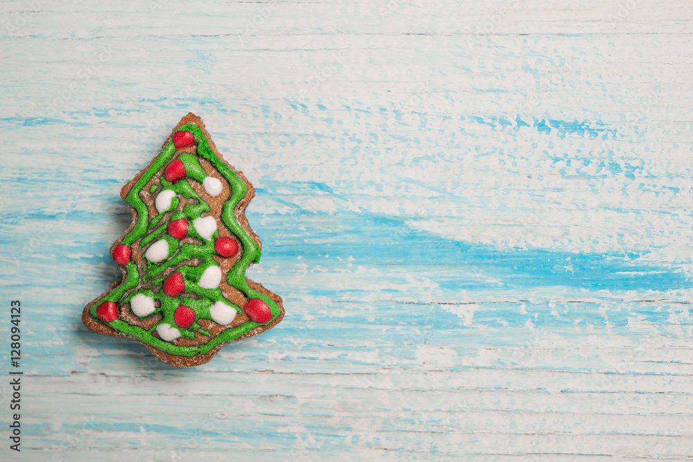 Christmas tree shape cookie and place for text
