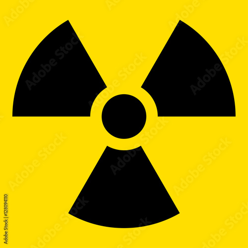 The illustration represents the symbol of radiation, product sign and radioactive debris. Ideal for catalogs of institutional materials