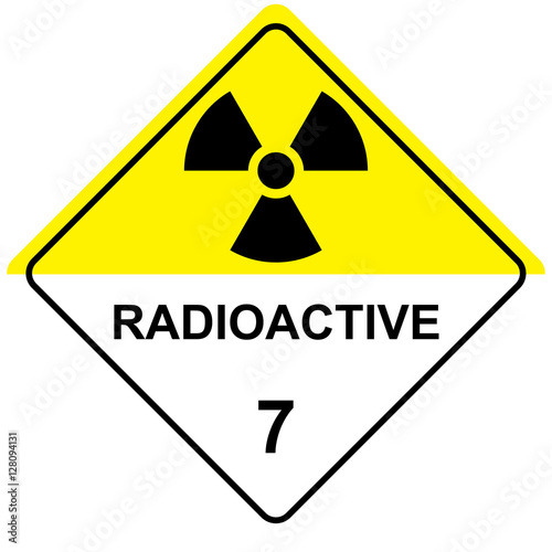 The illustration represents the symbol of radiation, product sign and radioactive debris. Ideal for catalogs of institutional materials