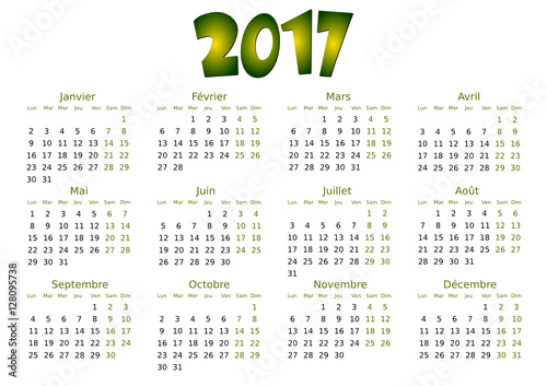 Calendrier 2017 simple - facilement éditable