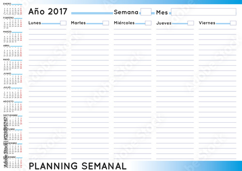 Weekly planner 2017 spanish