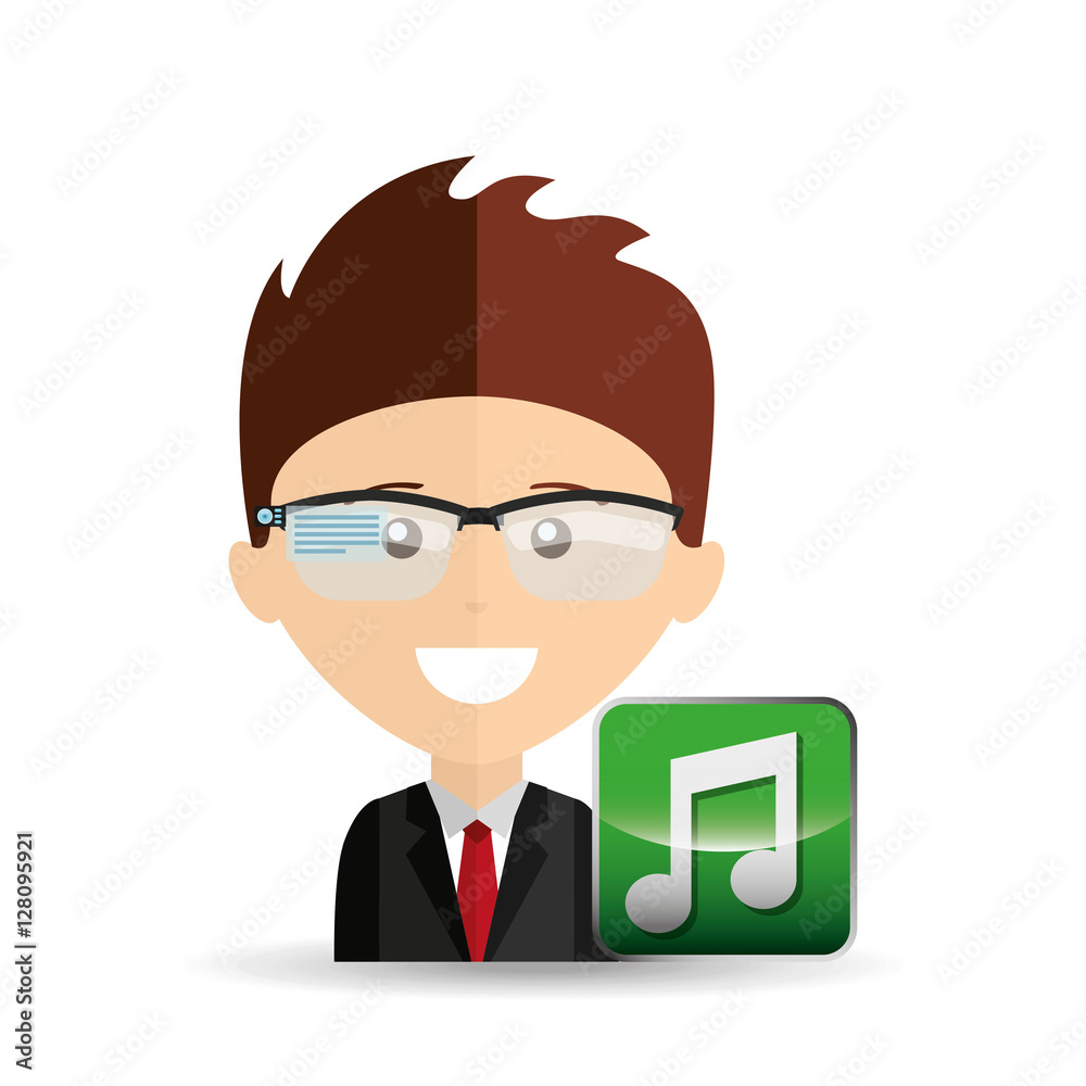 happy businessman music network media icon vector illustration eps 10 happy businessman music network media icon vector illustration eps 10