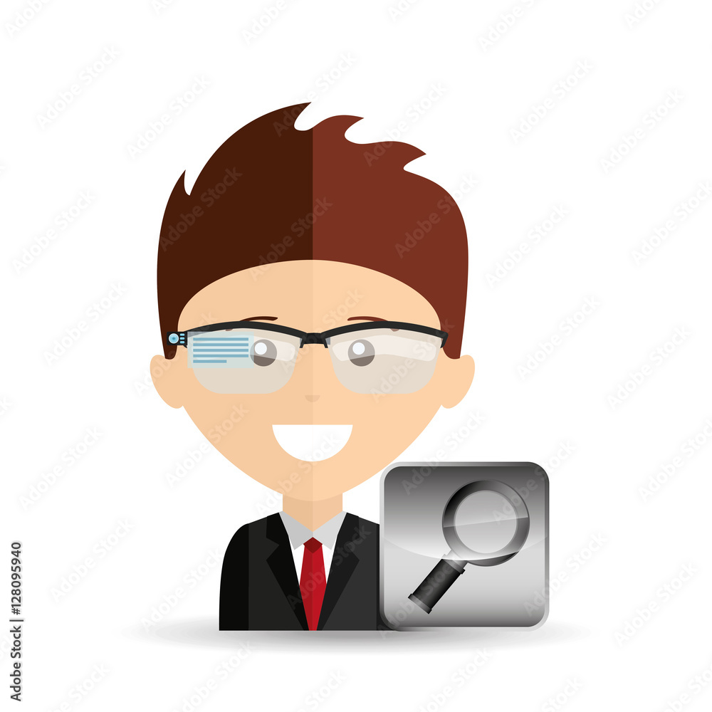 happy businessman searching network media icon vector illustration eps 10 happy businessman searching network media icon vector illustration eps 10