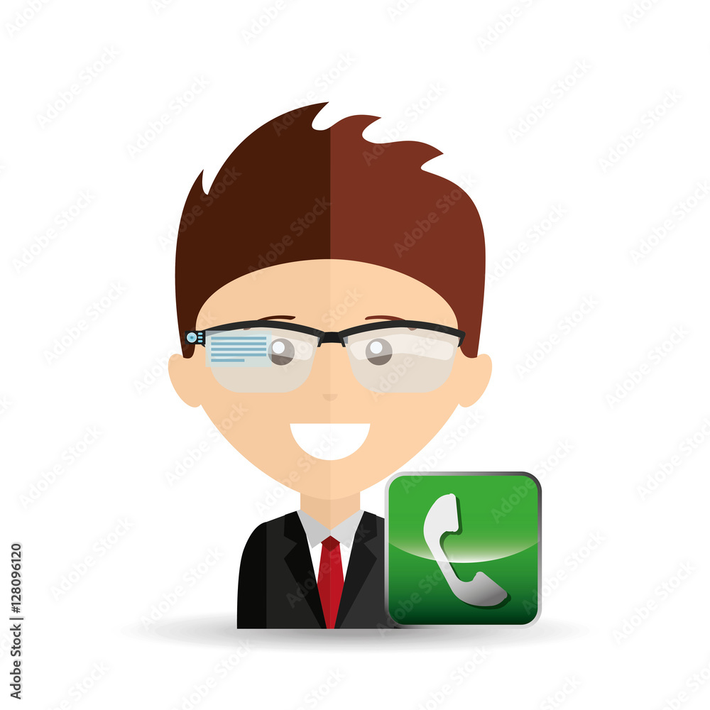 happy businessman telephone network media icon vector illustration eps 10