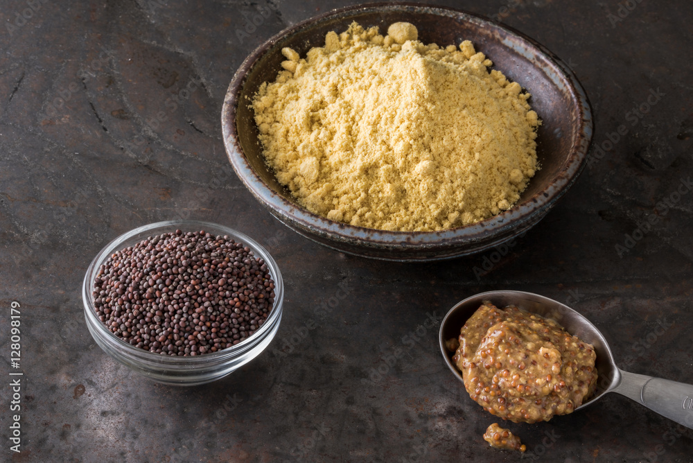 Ground Yellow Mustard, Brown Mustard Seed, and Stoneground Mustard Ground Yellow Mustard, Brown Mustard Seed, and Stoneground Mustard