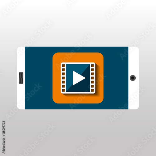 white smartphone movie network digital vector illustration eps 10