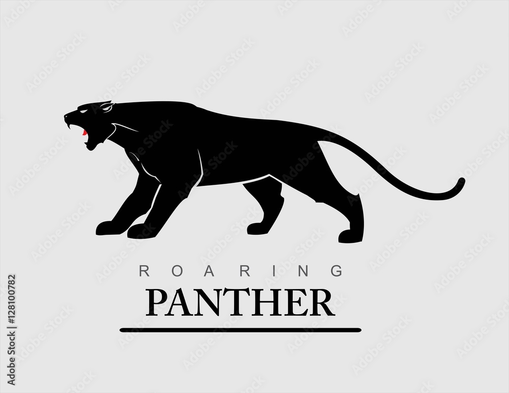 Naklejka premium Fearless Panther. Roaring Predator. Roaring Panther. Elegant panther.