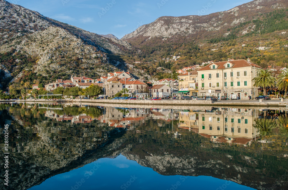 View on town of Risan, Montenegro