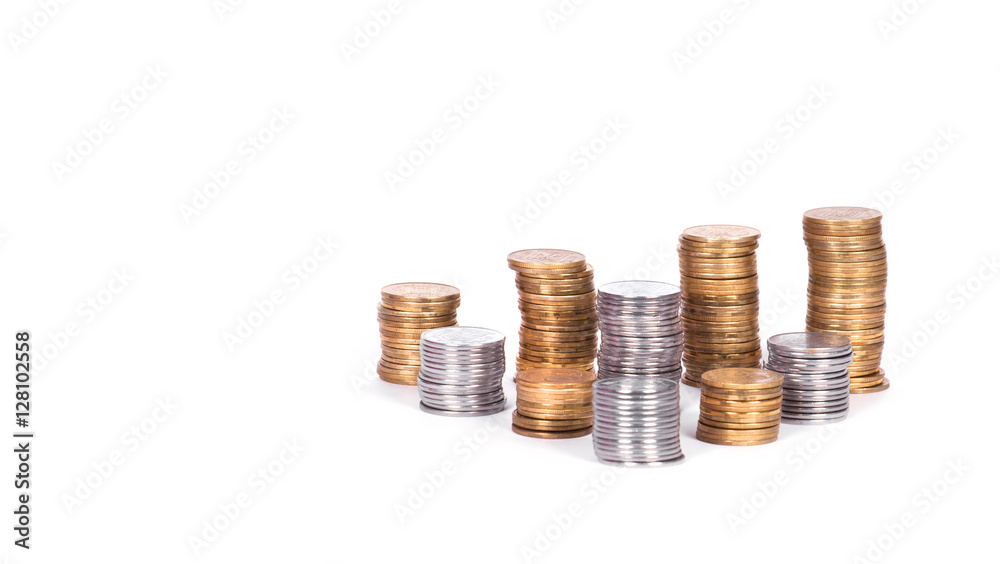 Stack of coins isolated on white background Stack of coins isolated on white background