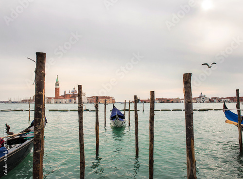 romantic view of gondolas in Venice