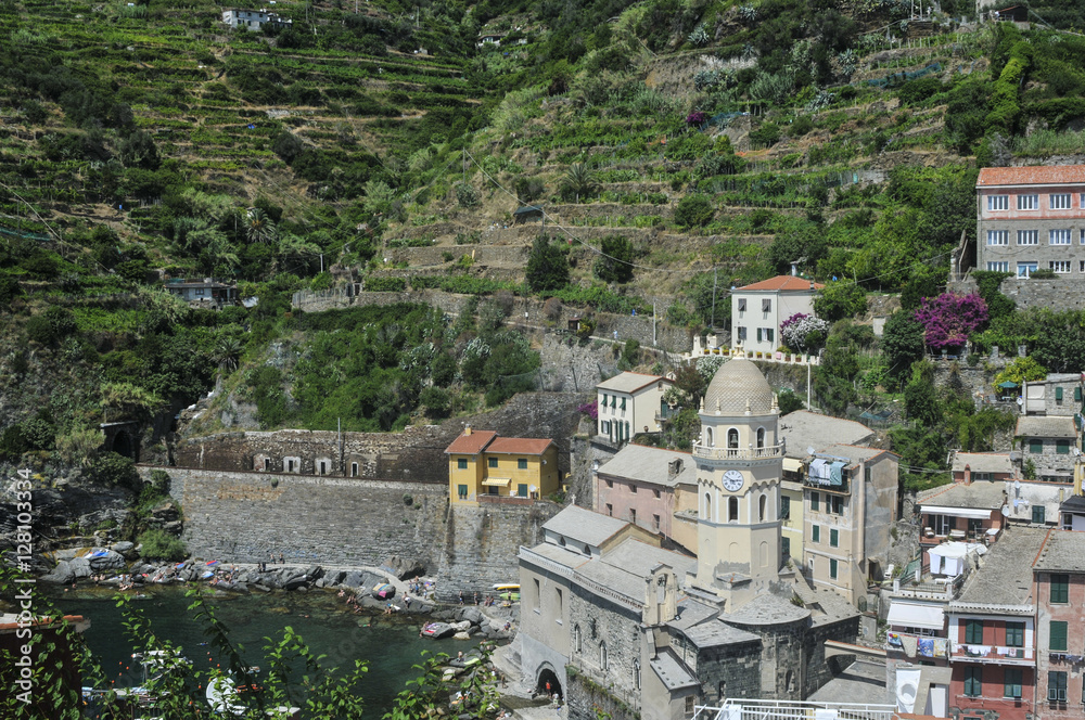 Obraz premium The Village and Harbour of Vernazza, Cinque Terre Italy