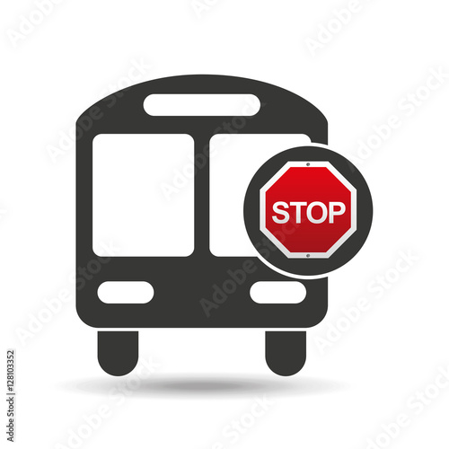 school bus front stop road sign design vector illustration eps 10
