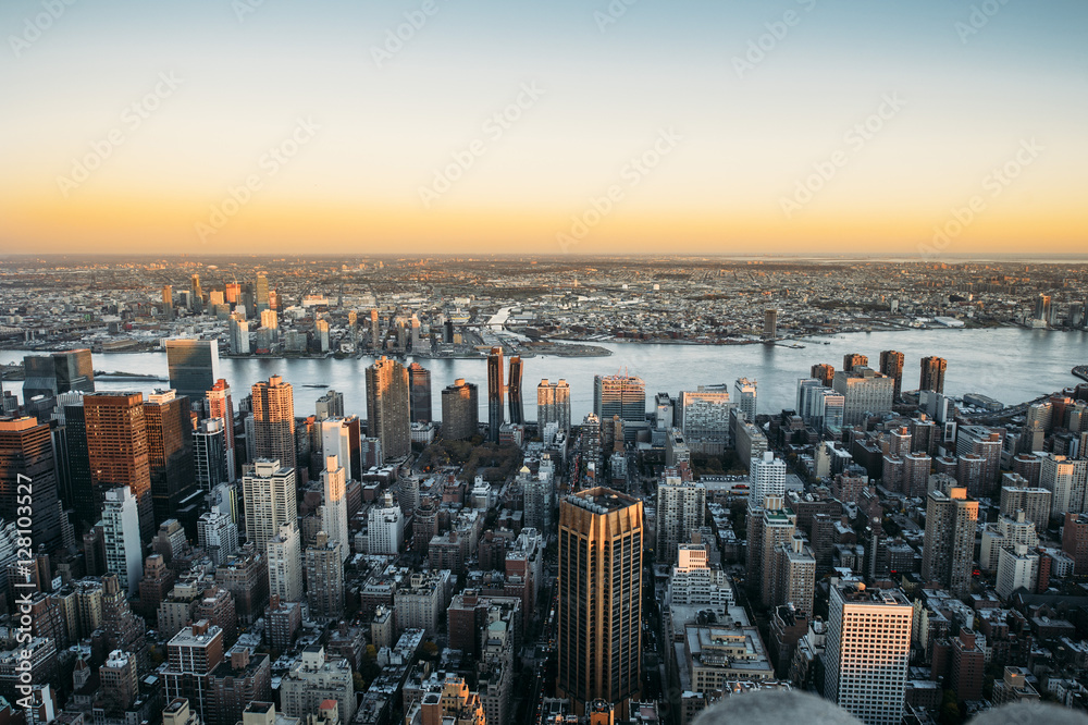 United states of america, new york city, cityscape at dusk
