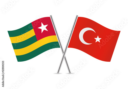 Togo and Turkey flags. Vector illustration.
