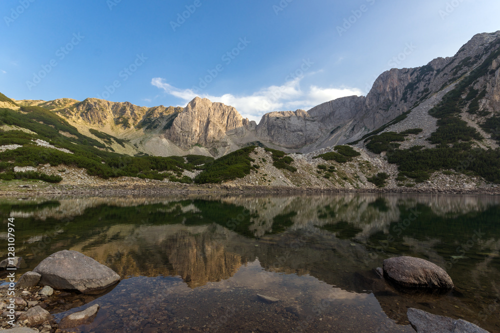 Amazing panorama around Sinanitsa peak and  reflectionin the lake, Pirin Mountain, Bulgaria