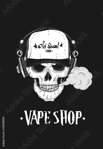Poster For Vape Shop. Skull. Vector Illustration