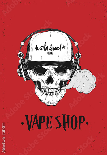 Poster For Vape Shop. Skull. Vector Illustration