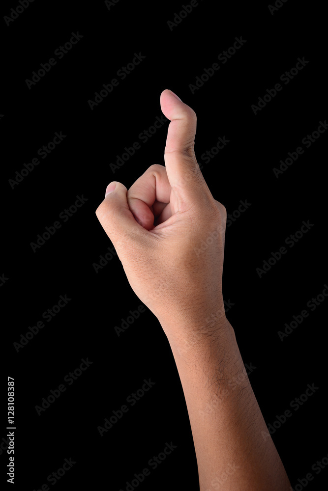 Hand of male trigger finger isolated on black Hand of male trigger finger isolated on black