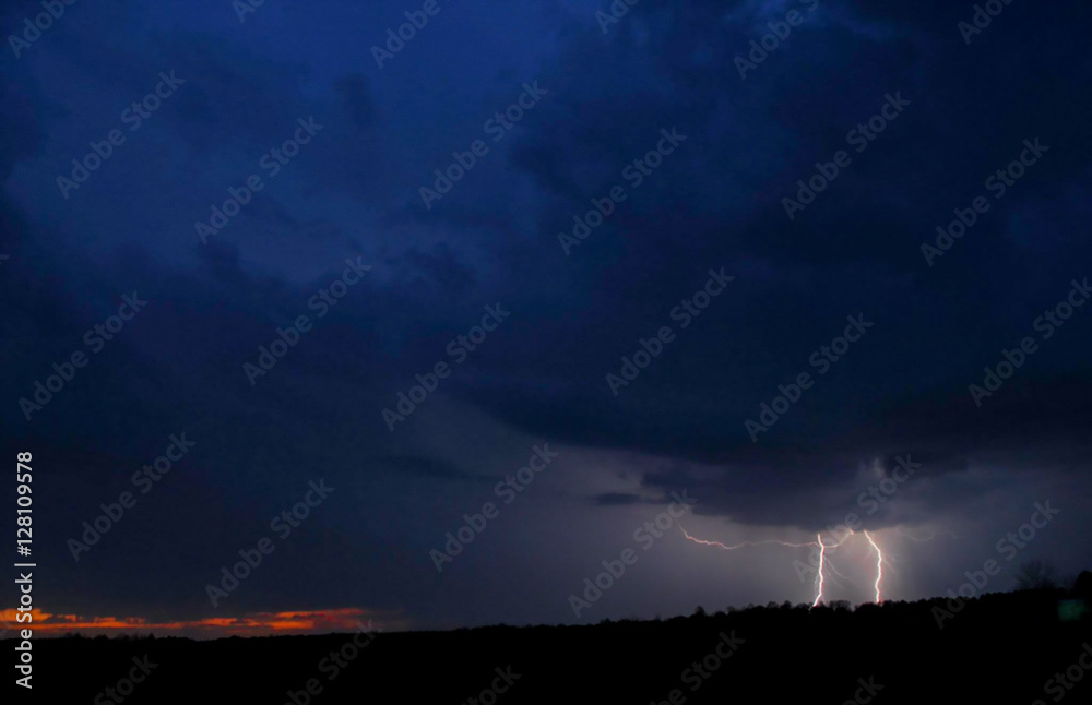 Blue sky with Sunset Lightning Blue sky with Sunset Lightning