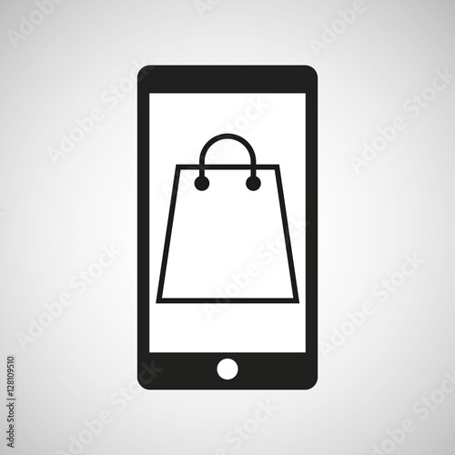 smartphone e-commerce bag gift graphic vector illustration eps 10