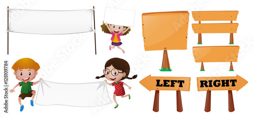 Kids and different designs of sign